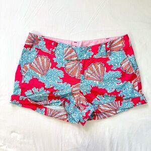 Lilly Pulitzer Barclay Short Women’s 8 Coral Sea‎ Shell 2.75” Beach Resortwear